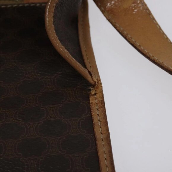CELINE Macadam Canvas Shoulder Bag PVC Leather Brown Gold Auth - Picture 7 of 16